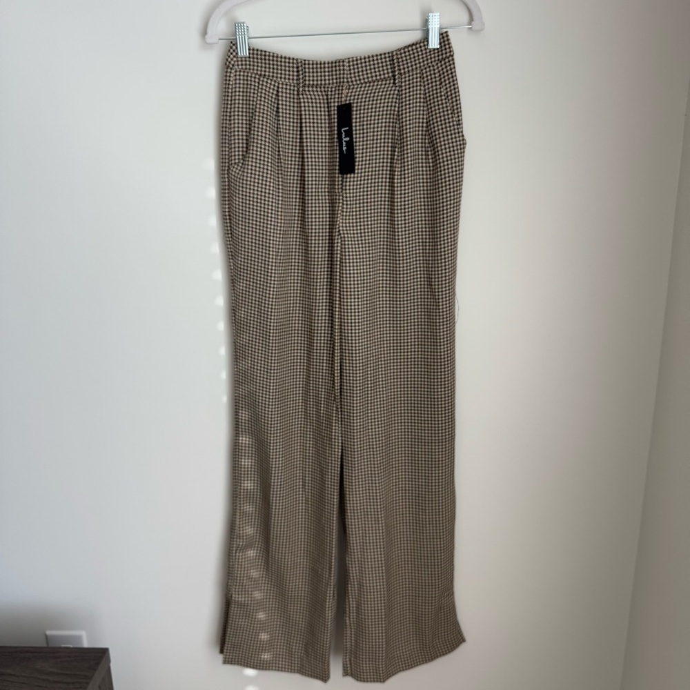 Lulu's Houndstooth High Rise Straight Leg Trousers - NWT - Picture 4 of 6